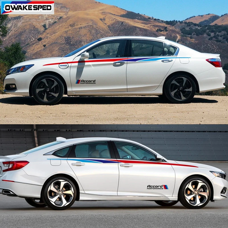 Performance Sport Stripes Colorfull Car Waist Lines Stickers For Honda-Accord Coupe PHEV Auto Body Decor Vinyl Decals2