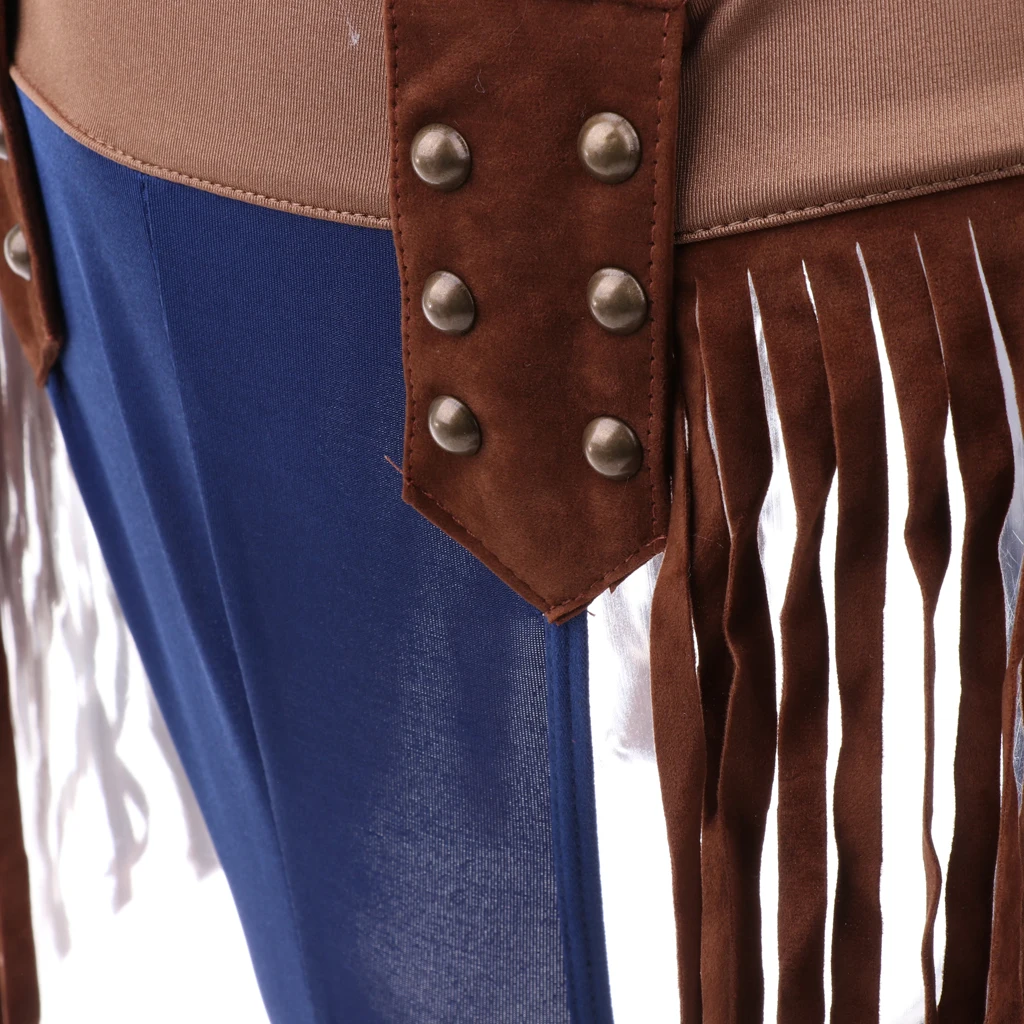 Men Sexy Lingerie Leather Harness Cosplay Role Play Outfit Leather Tops & Tassels Thong & Hat & Scarf & Bracelets Set