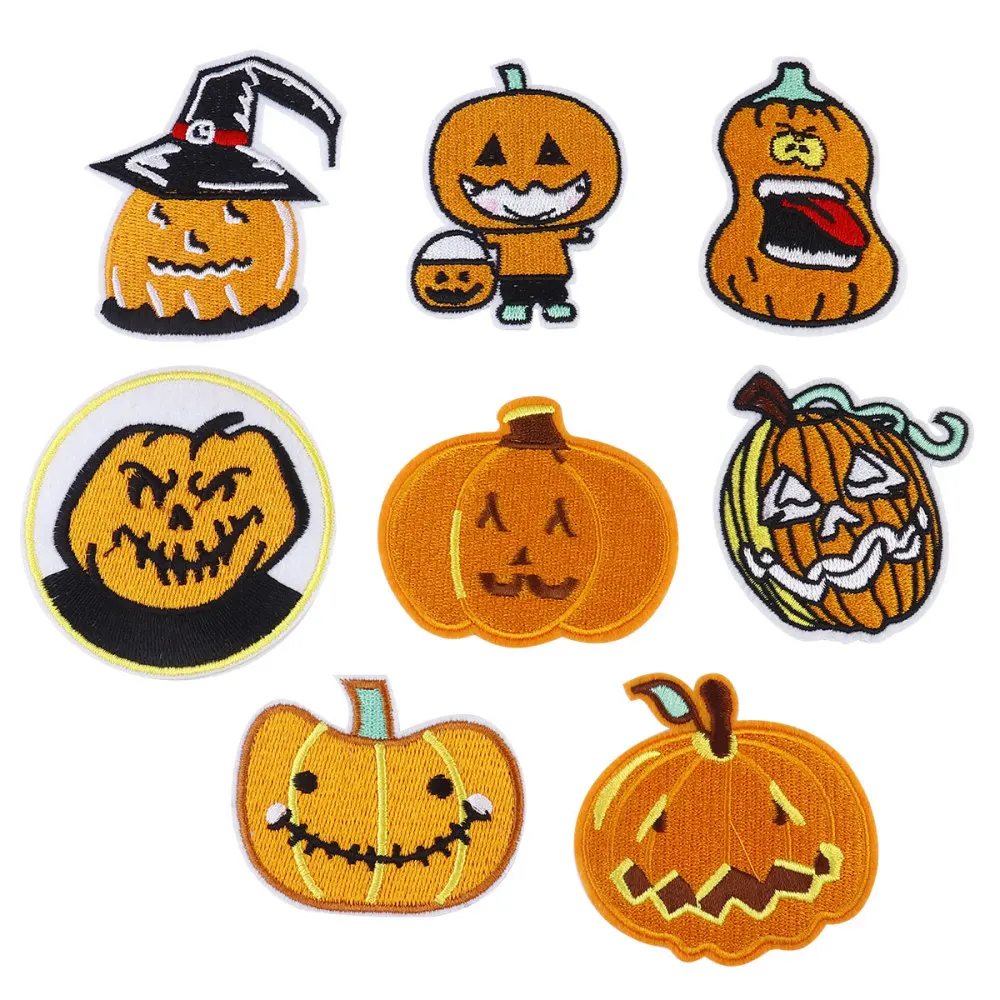 

8 Pcs Halloween Embroidered Patches Pumpkin Embroidery Cloth Sticker Patch