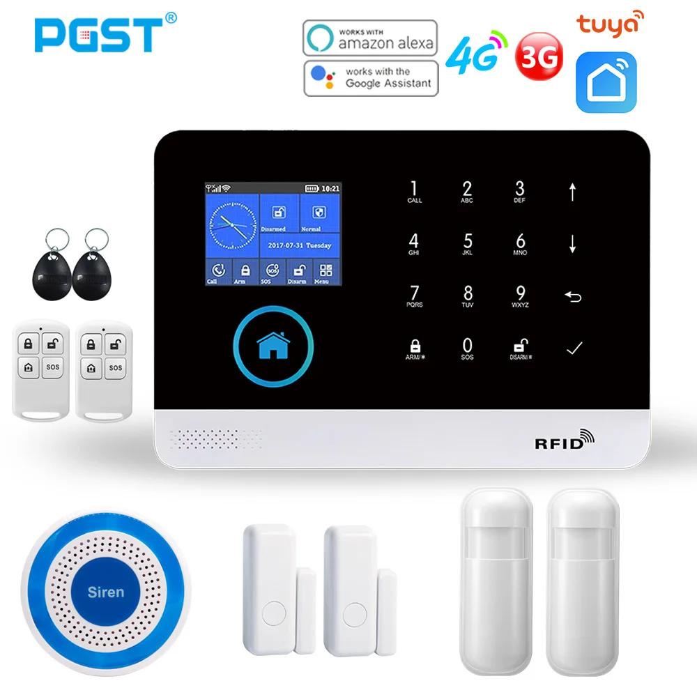 Система сигнализации PGST PG103 4G 3G GSM для дома беспроводная сирена на солнечной
