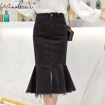 

S-5XL Plus Size Women Skirt Summer Elastic Faldas Ladies Midi Skirts Girl Fish Tail Skirts Stretchy Saia Feminina юбка B03219B