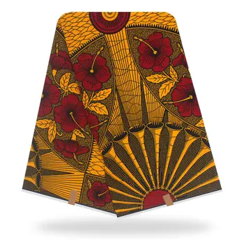 

2020 African Cotton Fabric Fashionable Wax Floral Print African Wax Pagne Real African Wax