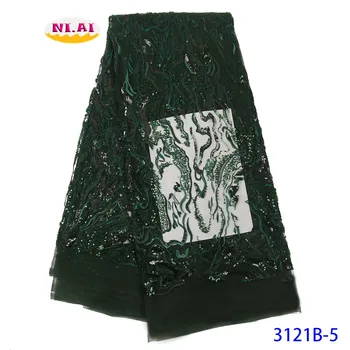 

New Design Swiss Sequence Laces High Quailty Green Nigerian Lace Fabrics With Sequins Clothes For Women African Laces NA3121B-2