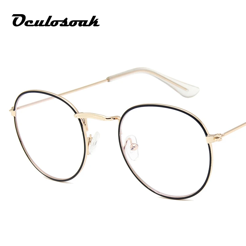 Oculosoak очки для чтения унисекс модные классические очки с золотой металлической оправой для женщин и мужчин классический винтажный стиль оптические - Цвет оправы: Gold  black