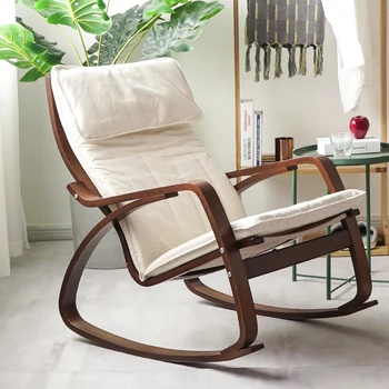 

Ju Yimei Fashion Poang Rocking Chair Home Balcony Recliner Rocking Chair Living Room Fabric Lunch Chair Pregnant Woman Chair Sim