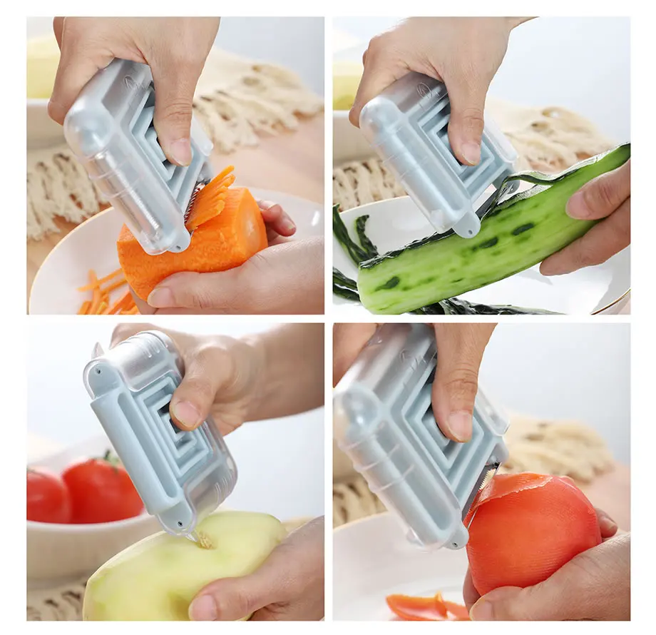 Upspirit 3in1 Grater Stainless Steel Julienne Peeler Potato Carrot Apple Paring Slicer Fruit Vegetable Eye Remover Kitchen Tools