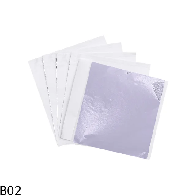 14*14cm 100Pcs Imitation Silver Gold Leaf Paper Gold Foil Sheets Gilding Copper Foil Papers Leaf Leaves Sheets DIY Craft Decor B02-silver