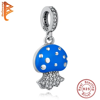 

Authentic 925 Sterling Silver Bead Blue Enamel Clear CZ Marine life Jellyfish Dangle Charm fit Pandora Bracelet Original Jewelry