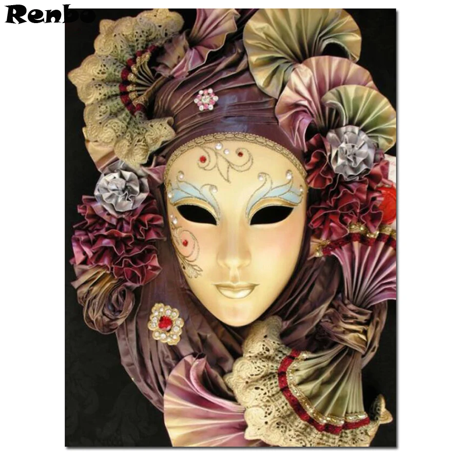 

DIY 5D Diamond Painting Mask woman Resin circular drill Rhinestone Embroidery Cross Stitch Square diamond mosaic decoration home