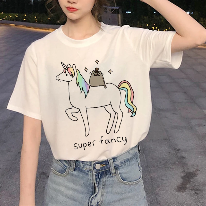 Футболка женская Pusheen Kawaii Cat смешная мультяшная футболка в стиле Харадзюку улзан