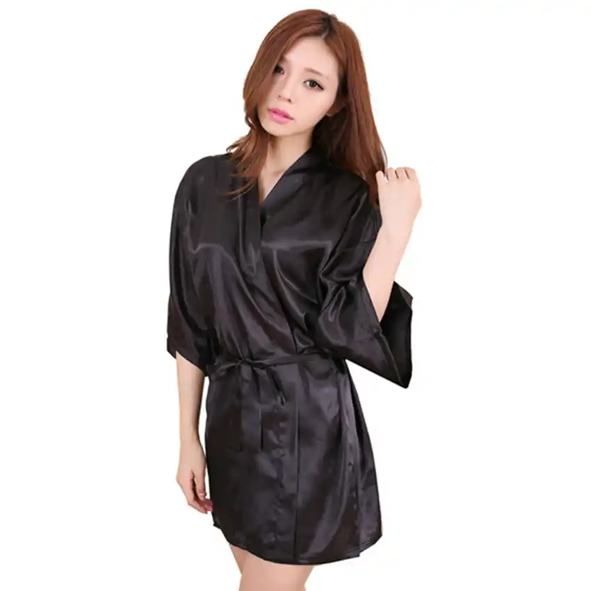 black silk night robe