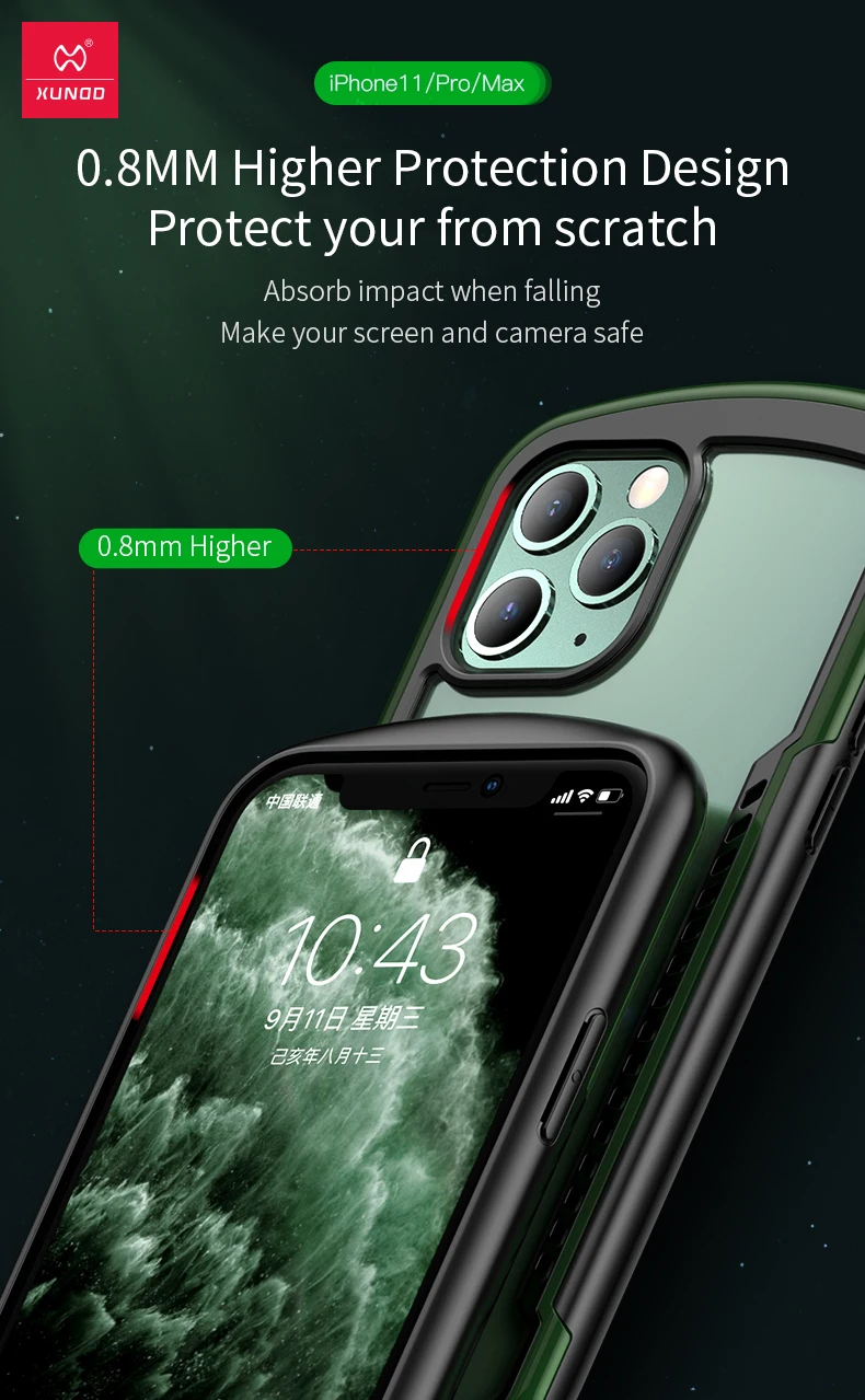 Чехол Shookproof для iPhone 11 Pro Max, прозрачная подушка безопасности, чехол для игрового плеера, защитный чехол, металлическая пленка для объектива, защита экрана Xundd