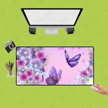 

XGZ High Quality Beautiful Purple Butterfly Non-Skid Rubber Pad Professional Computer Keyboard Table Mat Mouse Pad Gamer XXL