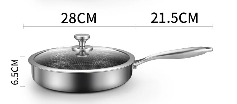 Новая модель 304 Сковорода Из Нержавеющей Стали 28 см сковорода полная сотовая антипригарная кухонная посуда - Цвет: A   28CM