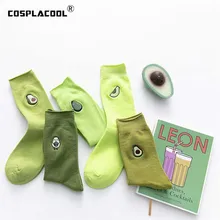 5 различных авокадо вышивка забавные носки Harajuku Фрукты милые длинные носки женские Divertidos креативные Sokken женские носки