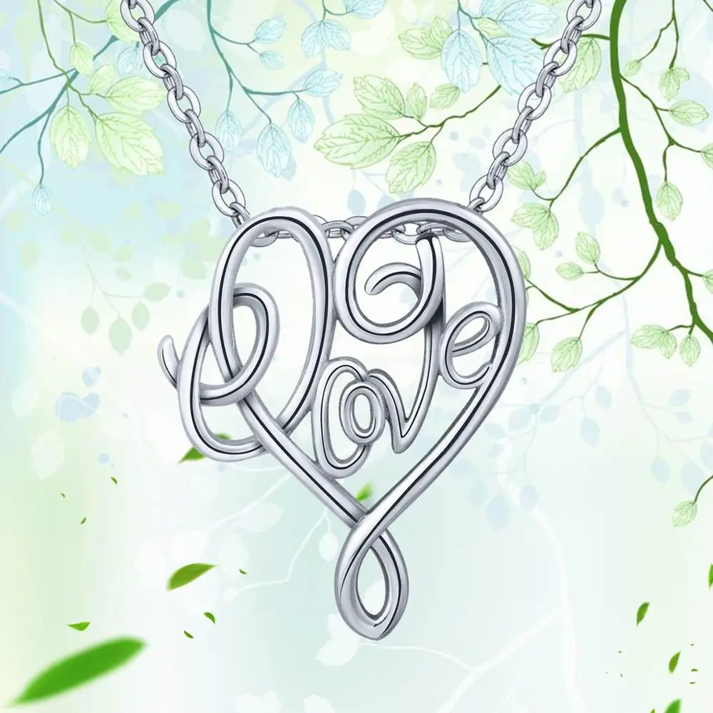 

Angel Caller Authentic 925 Sterling Silver LOVE Heart Pendant Polishing Silver Necklace for Women Fine Silver Jewelry CYD212