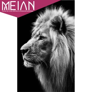 

2020 Meian Lion 5D DIY Diamond Embroidery Full Animal Needlework Handmade Picture Of Rhinestone Diamond Painting Lion Home Decor