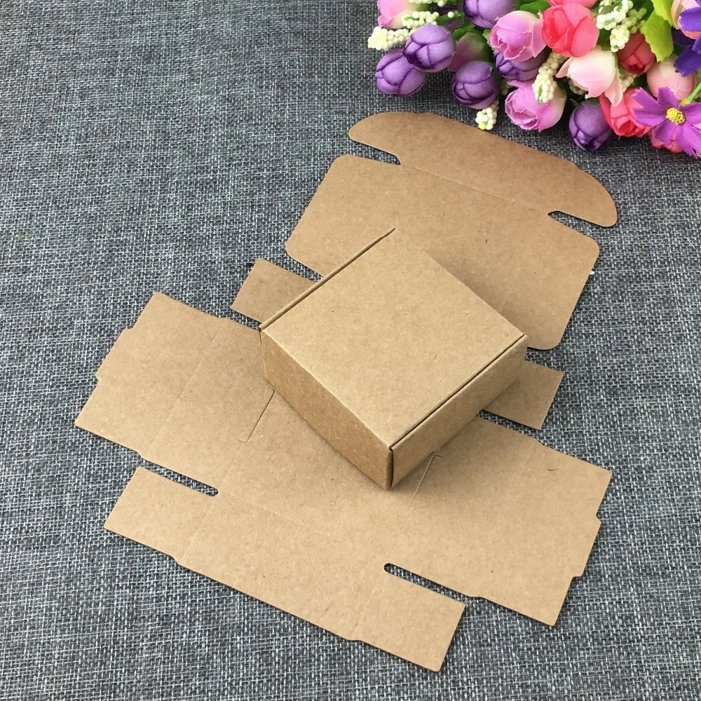 

30pcs/lot 9.5*9.5*3cm black and brown Gift Packaging Kraft Paper Box For Jewelry\Wedding\Candy\Crafts\Handmade Soap Packing box