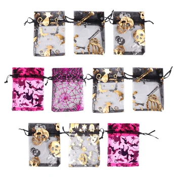 

60 Pcs Halloween Organza Bags Organza Gift Pouch Bags Drawstring Jewelry