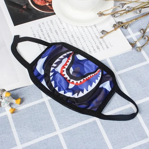 Осень Зима Хлопок Черная ротовая маска теплая анти-пылевой респиратор намордник маска с рисунком - Color: 1