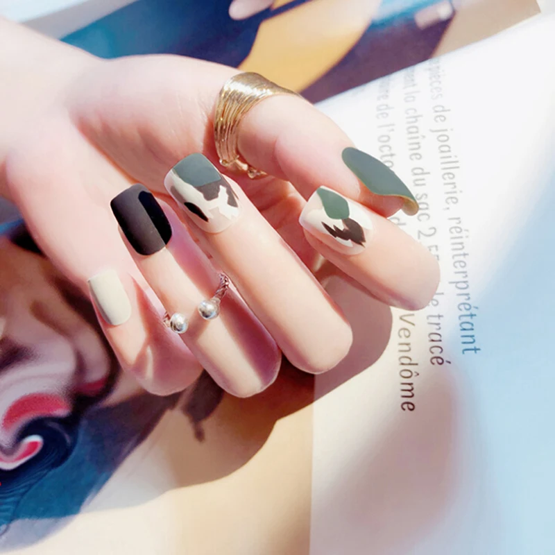 

AACAR 24pcs/set Women False Nail Tips Matte Fake Nails With 2g Glue Full Cover