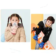 Детские лыжные перчатки зимние теплые утолщенные перчатки для верховой езды от 6 до 12 лет водонепроницаемые перчатки с поясом W