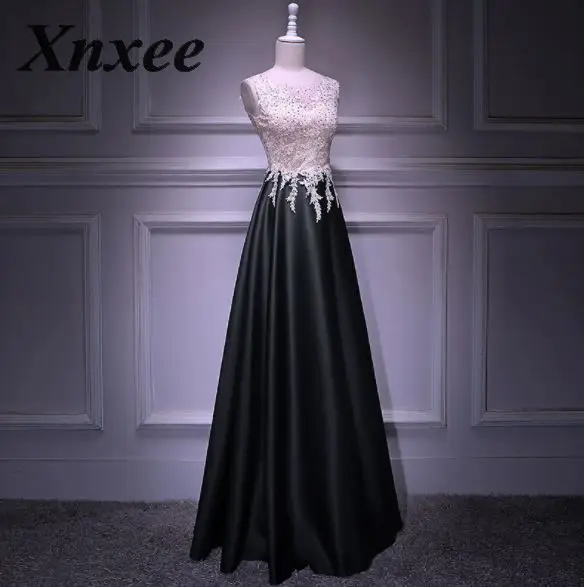 Xnxee сексуальное лоскутное длинное платье без рукавов с круглым вырезом женские зимние платья модные вечерние платья Vestidos - Цвет: Черный