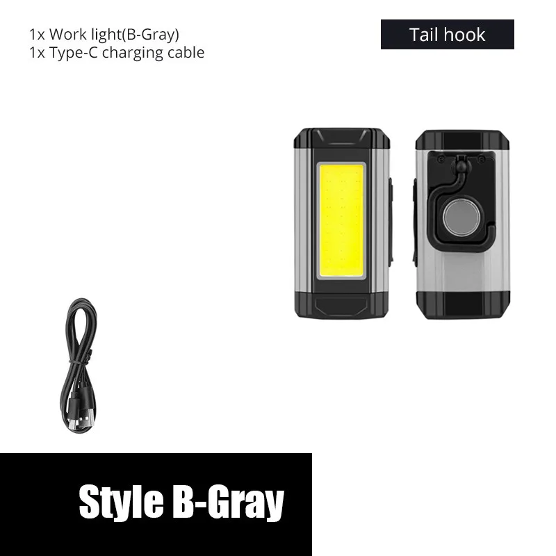 COB Work Light USB Rechargeable LED Flashlight Portable Lantern Camping Light with Magnet Type C Cable Power Bank Function Lamp most powerful flashlights Flashlights