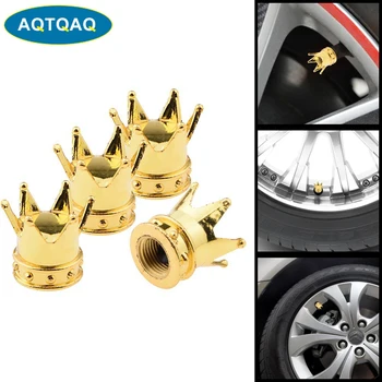

4Pcs/Set Crown Valve Caps Prevent Corrosion Car Dust Caps Universal Plastic Wheel Tire Air Caps Valve Stem Cover