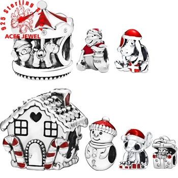 

2019 winter New 925 Sterling Silver Beads Snowman Christmas Hat Charms Pendant fit Original Bracelets DIY women Jewelry