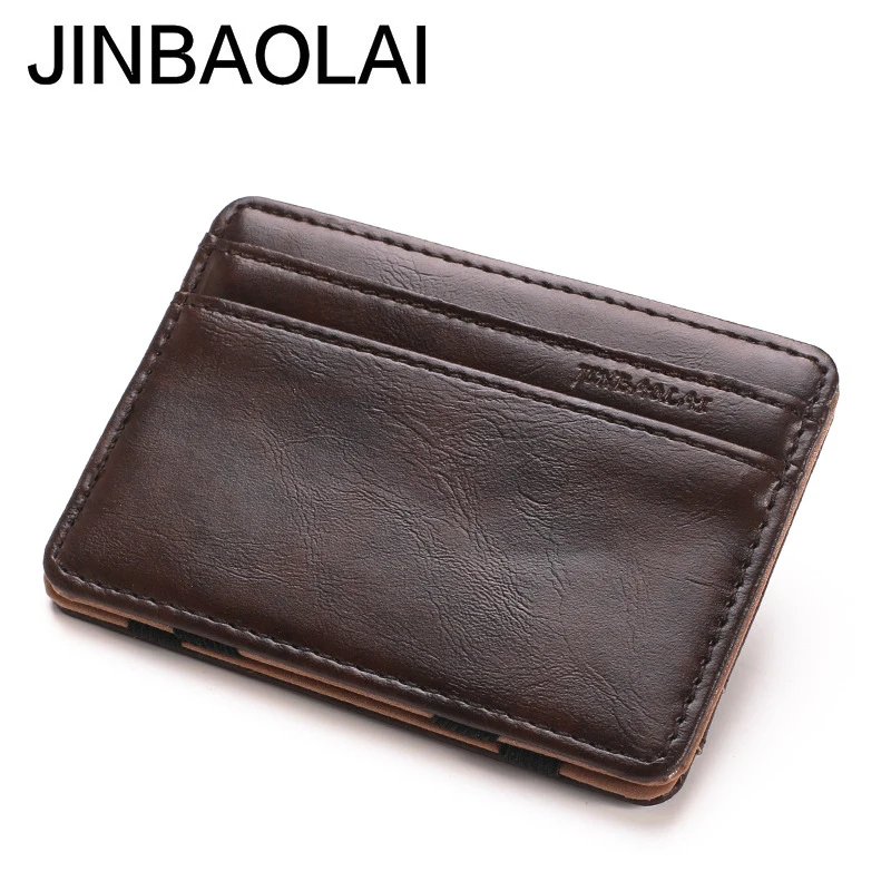 

JINBAOLAI Korean Creative Short Wallet Retro Men's Magic Wallet Follet Big Capacity Causal Practical Free Shipping