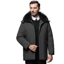 Зимняя куртка на утином пуху, мужская куртка, толстое пальто, Брендовое, с меховым воротником, Doudoune Homme, повседневное, деловое, мужское, длинное пальто