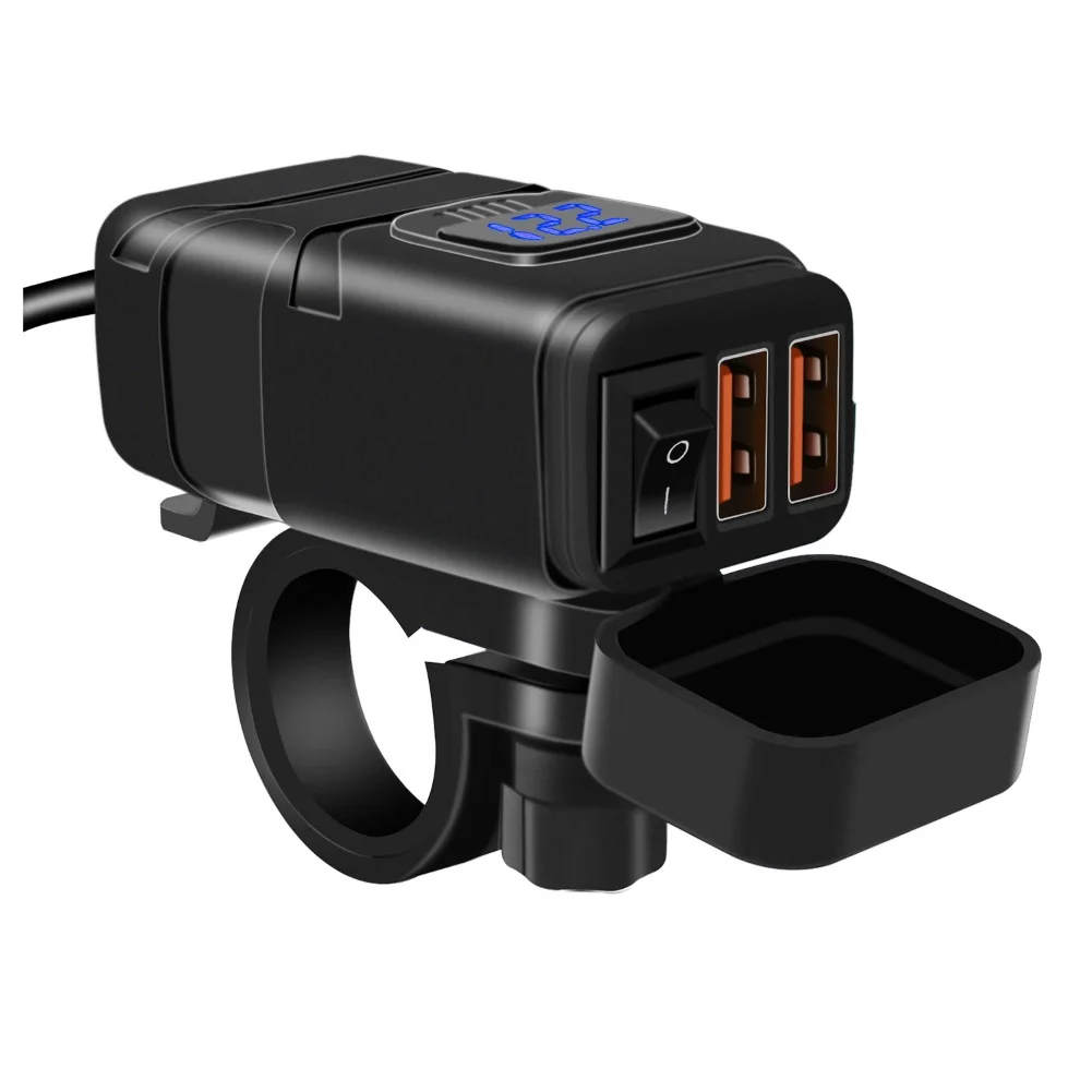 Стильный мотоцикл QC3.0 Быстрая зарядка двойной USB зарядное устройство адаптер питания с вольтметром новая горячая распродажа