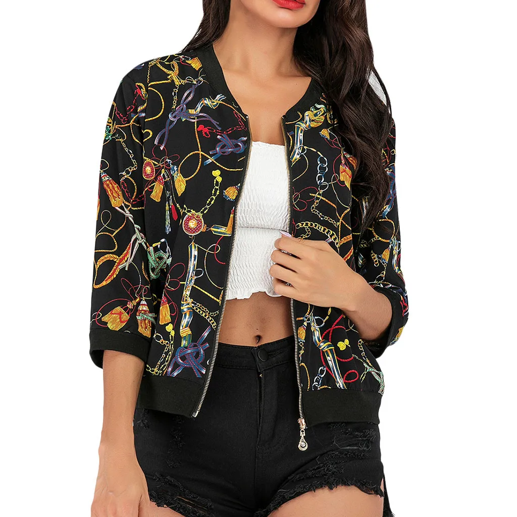 

Women's Basic Jackets Women Fashion Leopard Print Baseball Outwear Jackets Zipper Short Coats Casual Female Bomber Jacket 2019