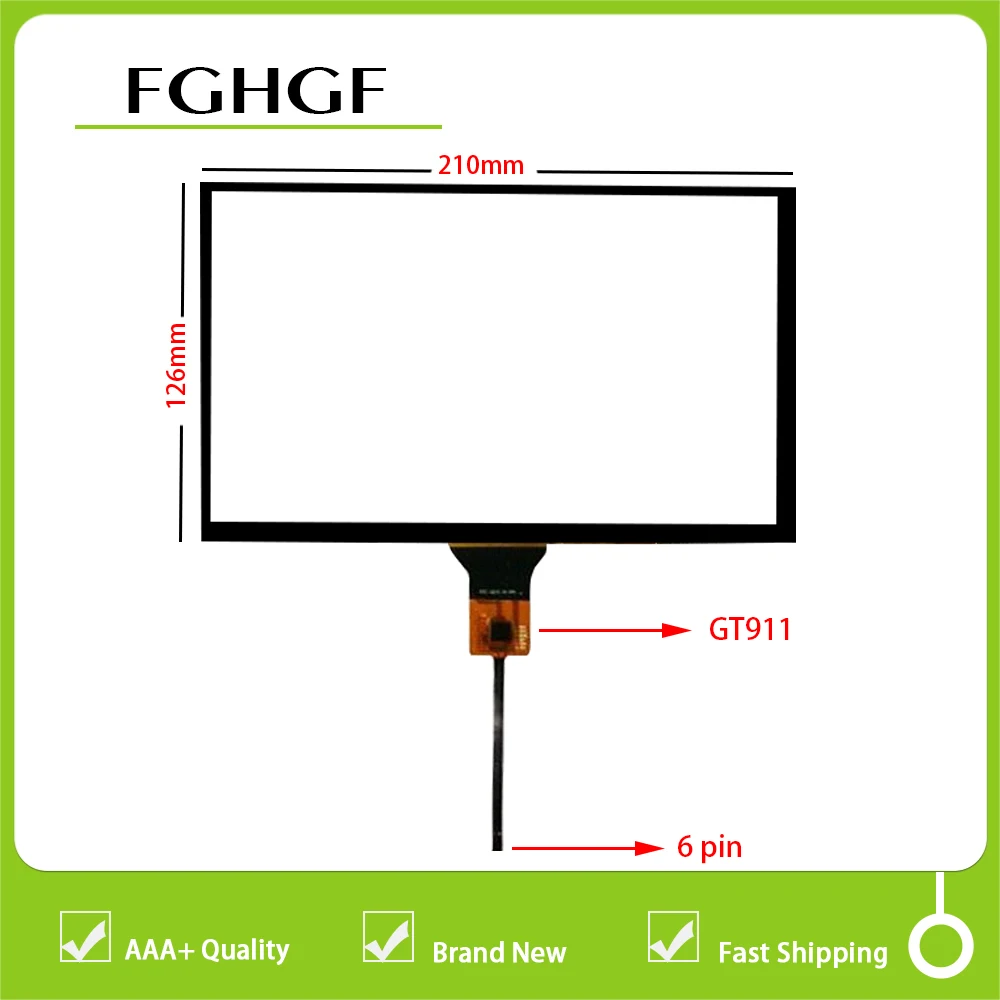 Panel de pantalla táctil de 6 cables, 9 pulgadas, para GT911, 6 pines, LXH-TPC0013-0021-V5, XDX, navegación GPS para coche