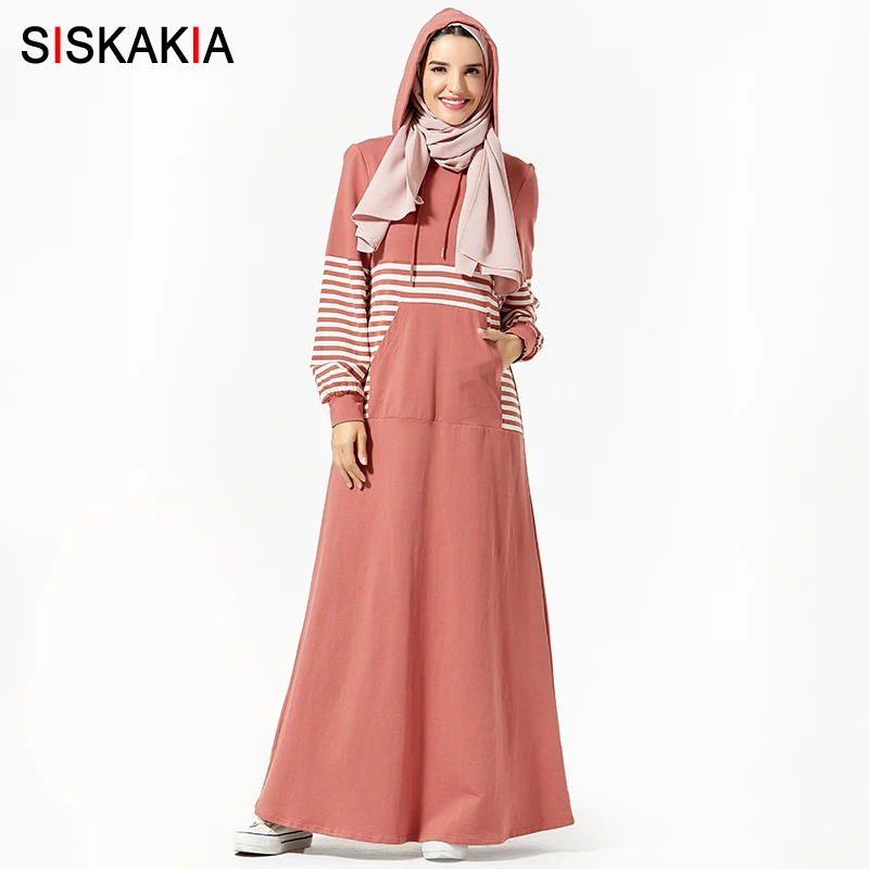 Siskakia Качественные платья с капюшоном, Длинные свободные платья размера плюс, Повседневная Толстовка, платье до щиколотки, зимняя спортивная одежда, синий передний карман - Цвет: pink Red dress