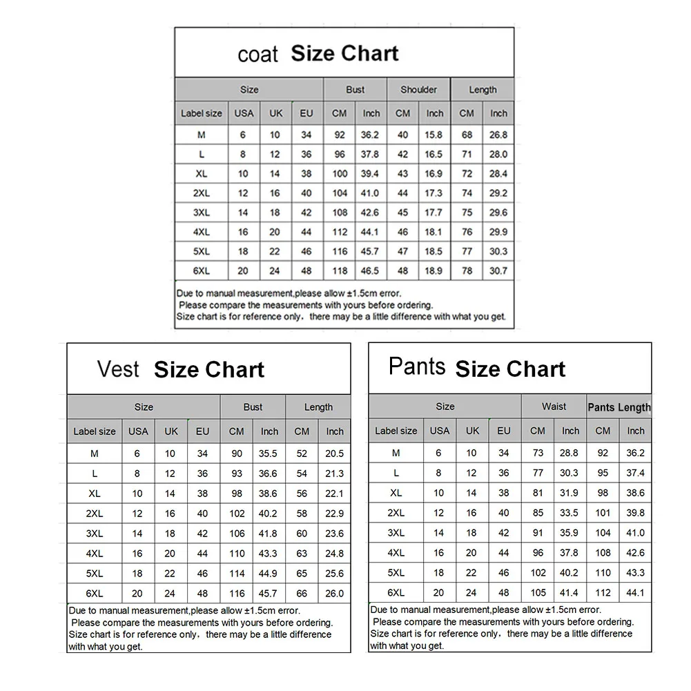 3Pcs/Set Luxury Plus Size Men Formal Business Vest Jacket Tuxedos Wedding Suit 3Pcs/Set Luxury Plus Size Men Formal Business Vest Jacket Tuxedos Wedding Suit