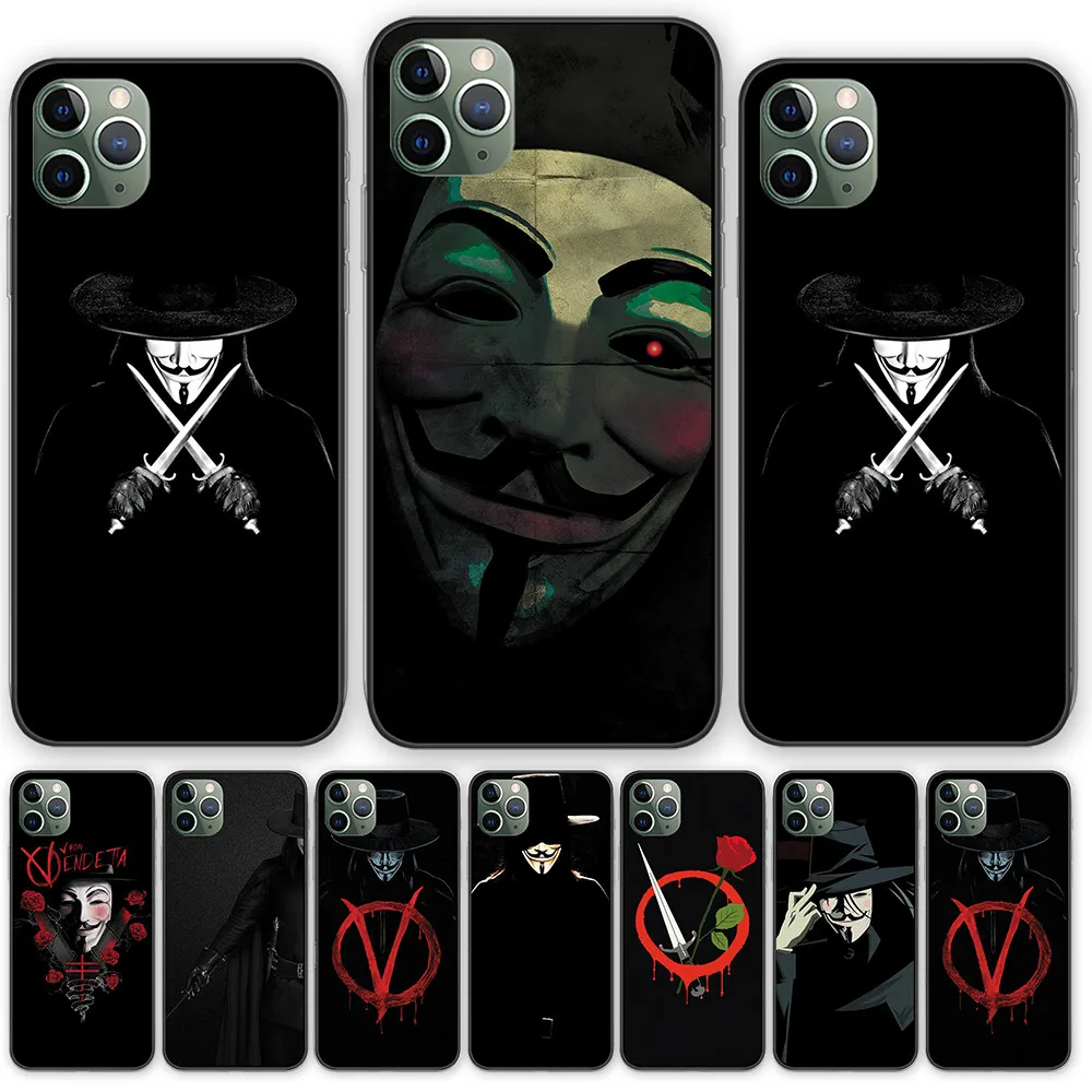 Чехлы Vendetta Anonymous Guy Fawkes для телефонов iphone 6S 6 7 8 Plus черный силиконовый чехол 11 Pro MAX X