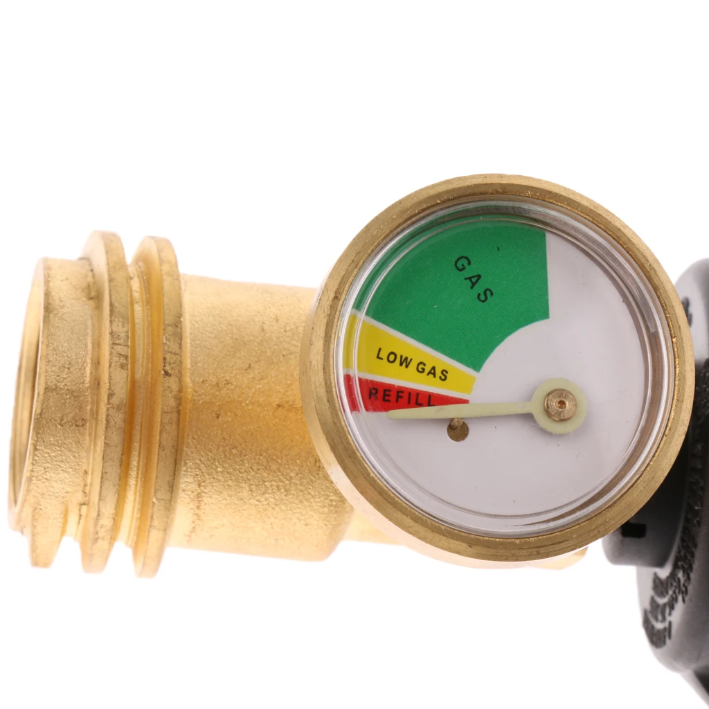 QCC1 Propane Tank Adapter QCC1 Fitting with Gas Gauge for BBQ Grill Outdoor Camping Cooking