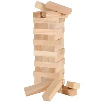 

48pcs/set Retro Wooden Block Assembled Building Blocks Toy for Kid Primary Color Domino Stacker Extract Building Educational Toy