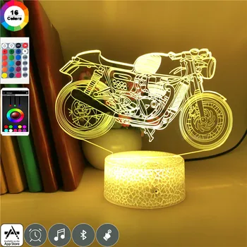

Large-capacity Motorcycle 3d Led Clock Base Table Lamp 7 Colors Lighting Study Event Prize Home Party Decoration Acrylic Light