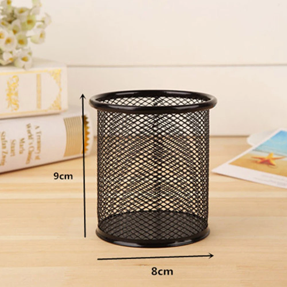 Round Mesh Pencil Pen Stationery Holder Container Organizer Office Supplies pen holder,pen and brush holder