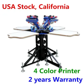 

US Stock-Silk Screen Printing 4 Color Printer Press Shirt Micro-adjust Rotatable Machine