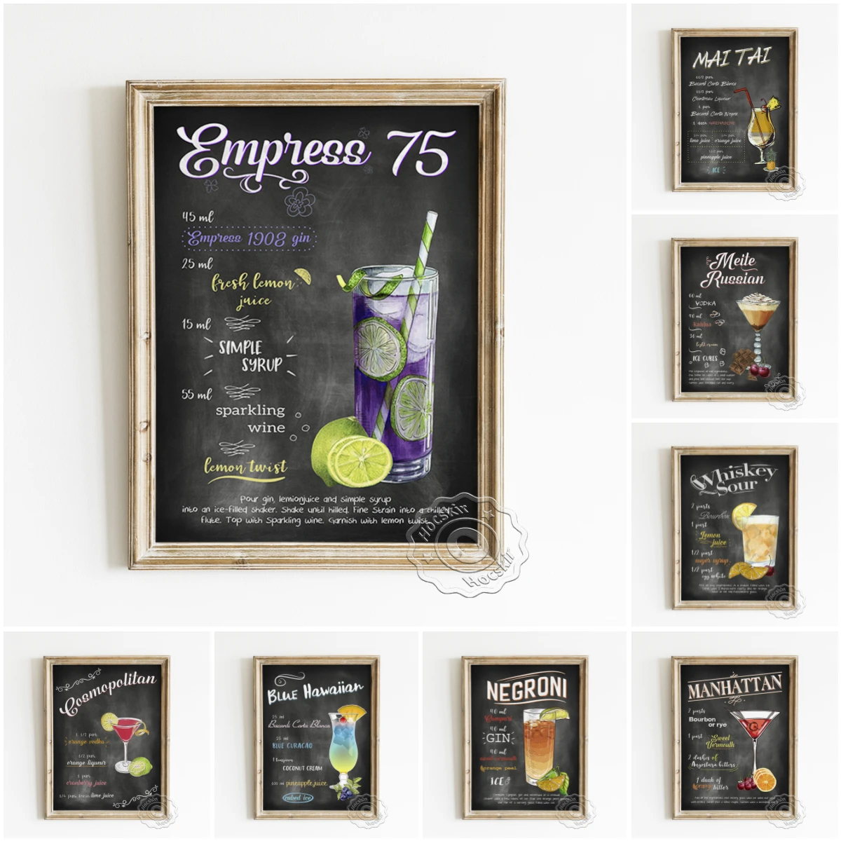 

Liquor Beverage Drinks Illustration Art Prints Poster Recipe Menu Blackboard Canvas Painting Bar Pub Club Modern Home Decor Gift