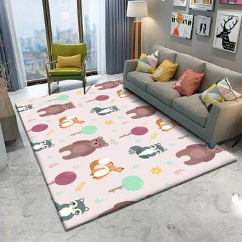 

Dropshipping High Quality Children's Flannel Animal Carpet Baby Lion Elephant Giraffe Baby Play Rectangular Children's Carpet