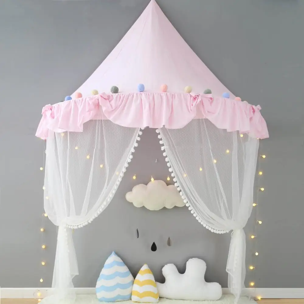 Children Play House Castle Kid Teepee Tents Cotton Foldable Tent Canopy Bed Curtain Baby Crib Netting Girls Boy Room Decoration 2