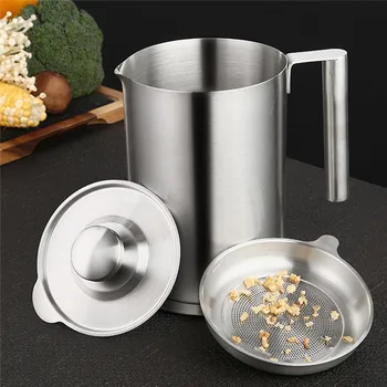 

Stainless Steel Filter Pot Portable Container Tank Residue Filter Oil Pot Kitchen Tools Durable Filter Residue
