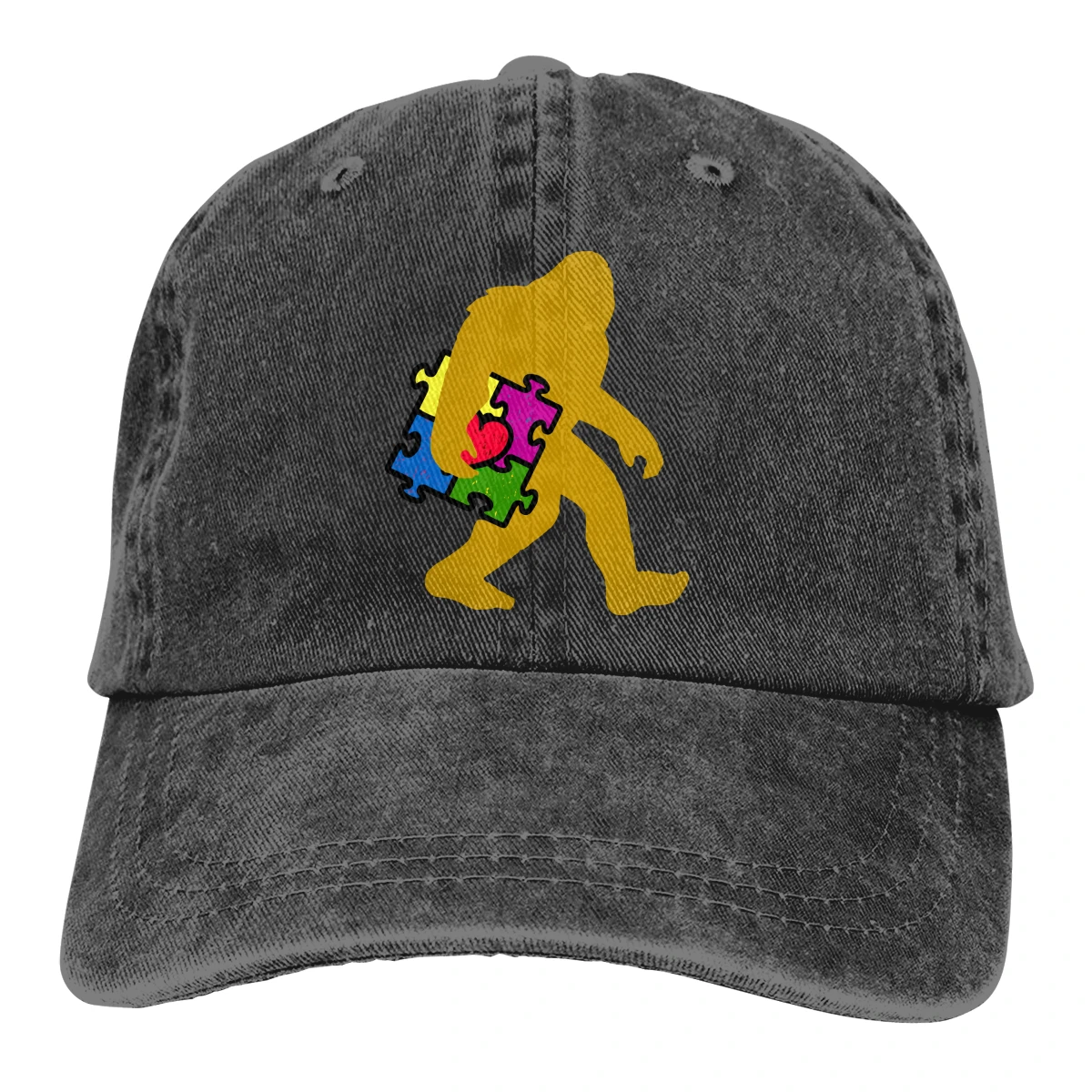 Bigfoot осознание аутизма Casquette черный унисекс Мужские Женские деним бейсболка с ремешком Кепки регулируемые клюшки для гольфа шляпа для папы