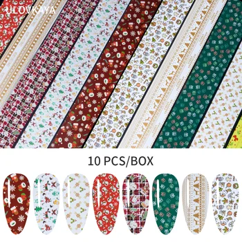 

ULOVKAYA Christmas Hat Snow Flowers Series Nail Transfer Foil Decoration Nails Holographic Sticker Art DIY Santa Adhes Paper