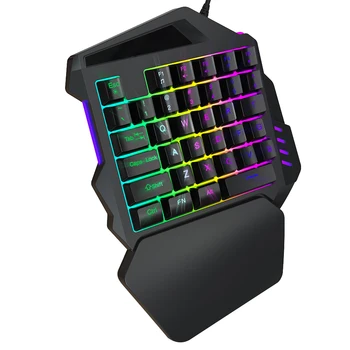 

35 Keys LED Backlight Keyboard Left One Handed Accessories ABS Game Non Slip Portable Numeric Keypad Wired USB Mini